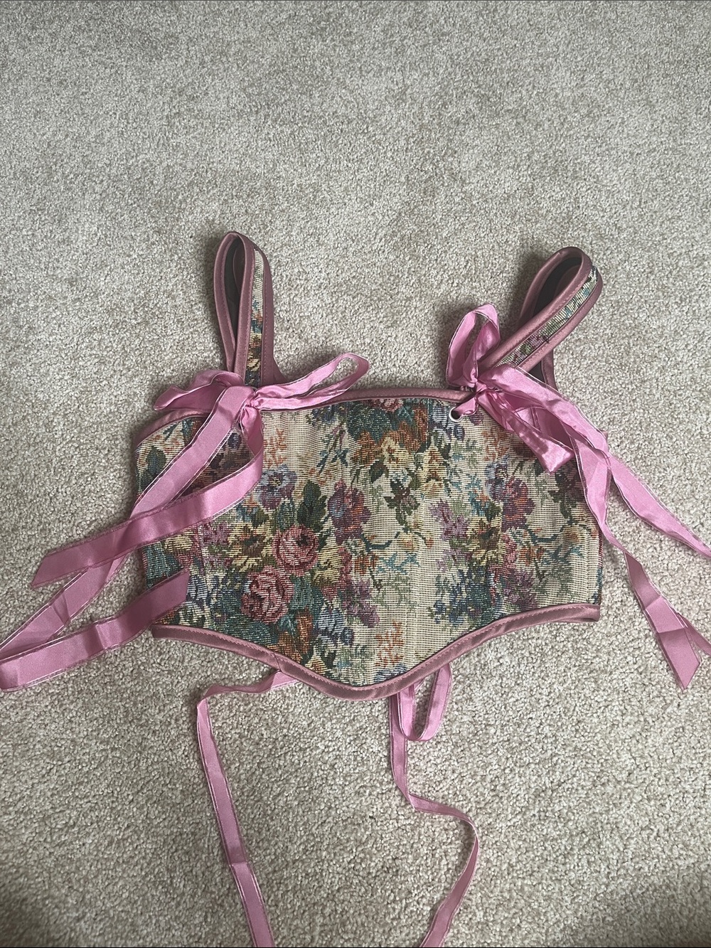 All About Audrey Floral Mauve Antoinette Tapestry Corset, XS-S/M